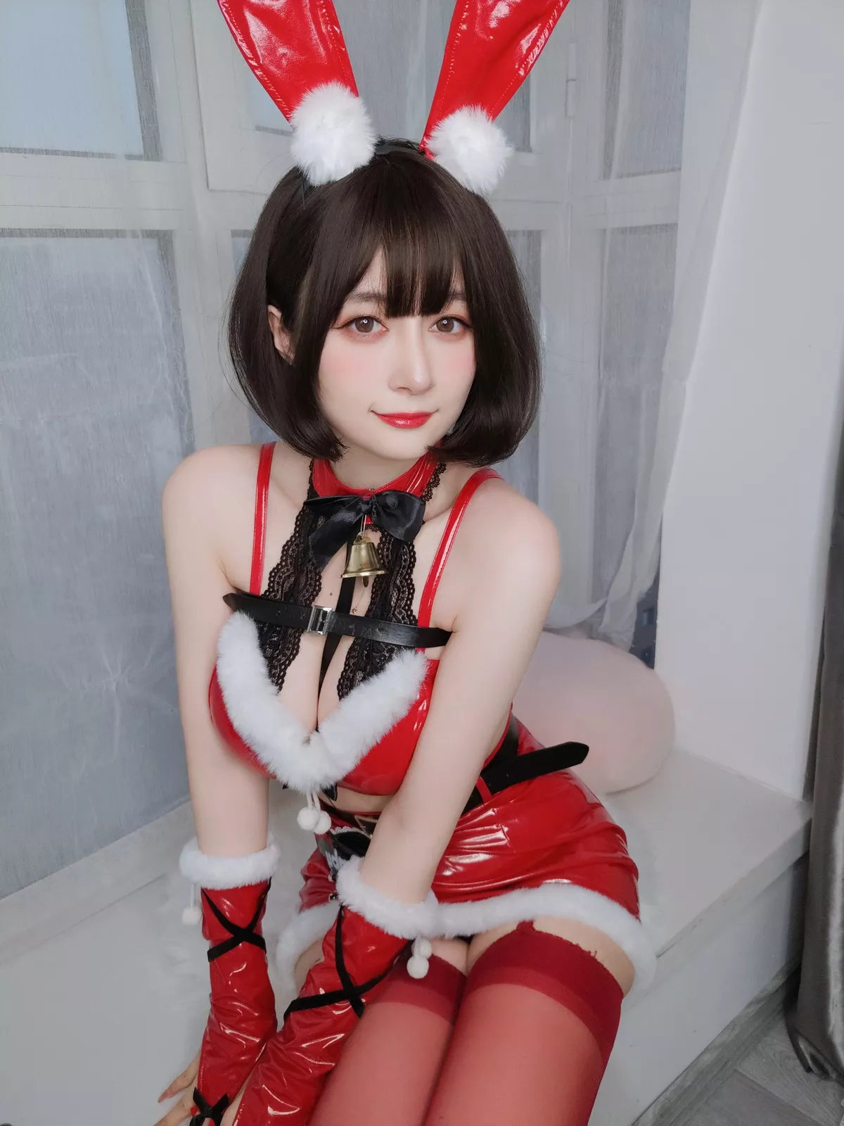 Xgyw.Org_Coser小姐姐白银81圣诞兔女郎主题性感红色服饰配红丝吊袜秀完美身材诱惑写真99P
