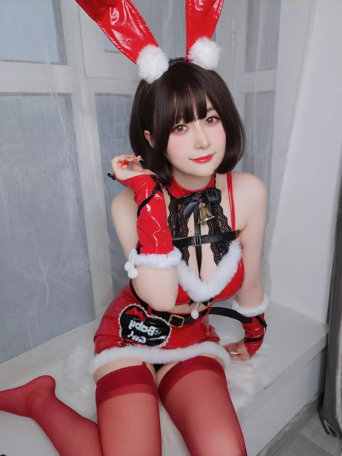 Xgyw.Org_Coser小姐姐白银81圣诞兔女郎主题性感红色服饰配红丝吊袜秀完美身材诱惑写真99P