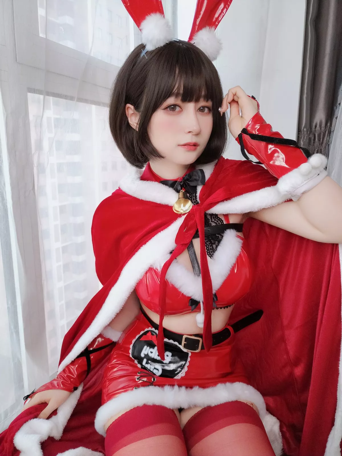 Xgyw.Org_Coser小姐姐白银81圣诞兔女郎主题性感红色服饰配红丝吊袜秀完美身材诱惑写真99P