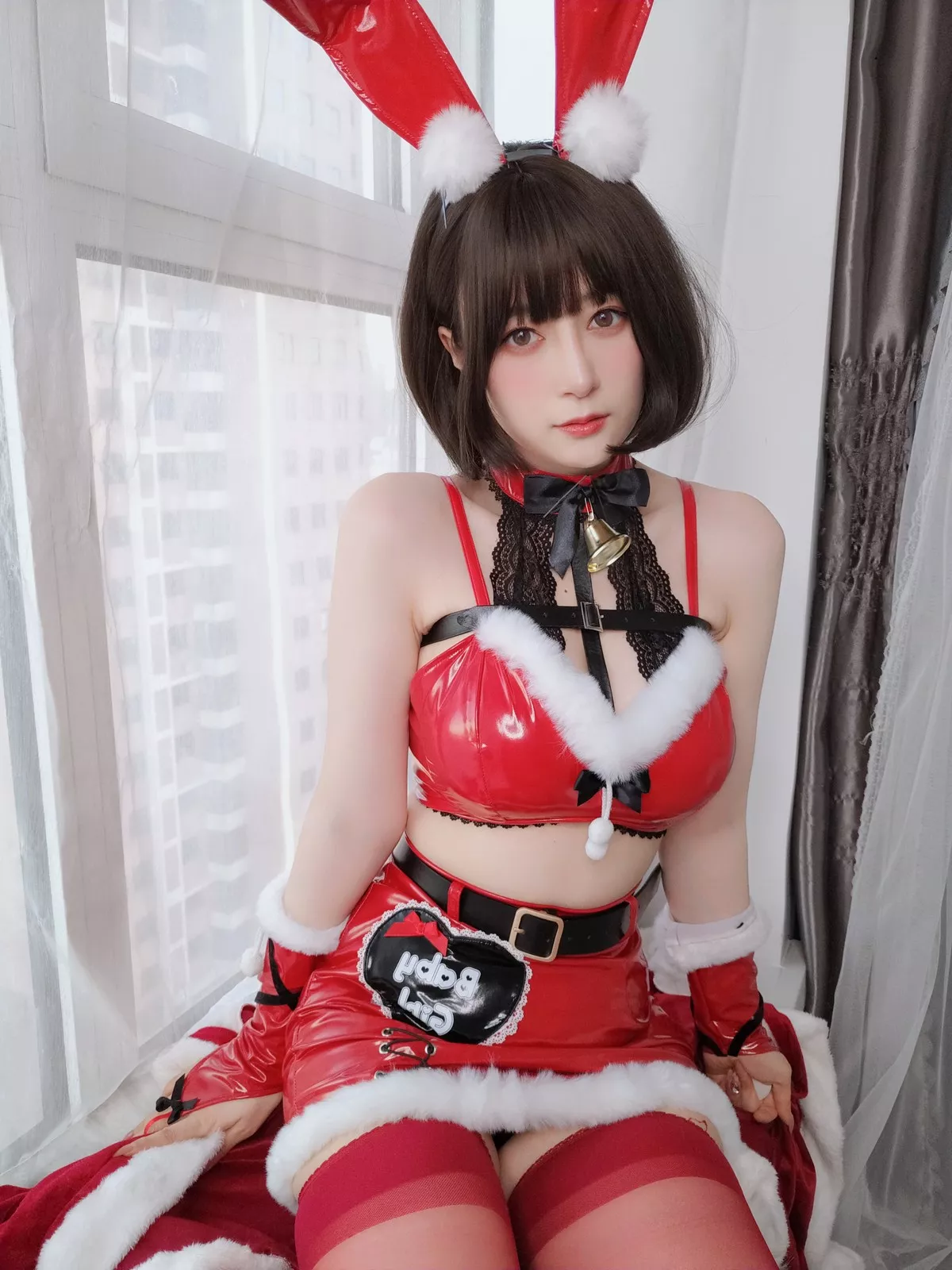 Xgyw.Org_Coser小姐姐白银81圣诞兔女郎主题性感红色服饰配红丝吊袜秀完美身材诱惑写真99P