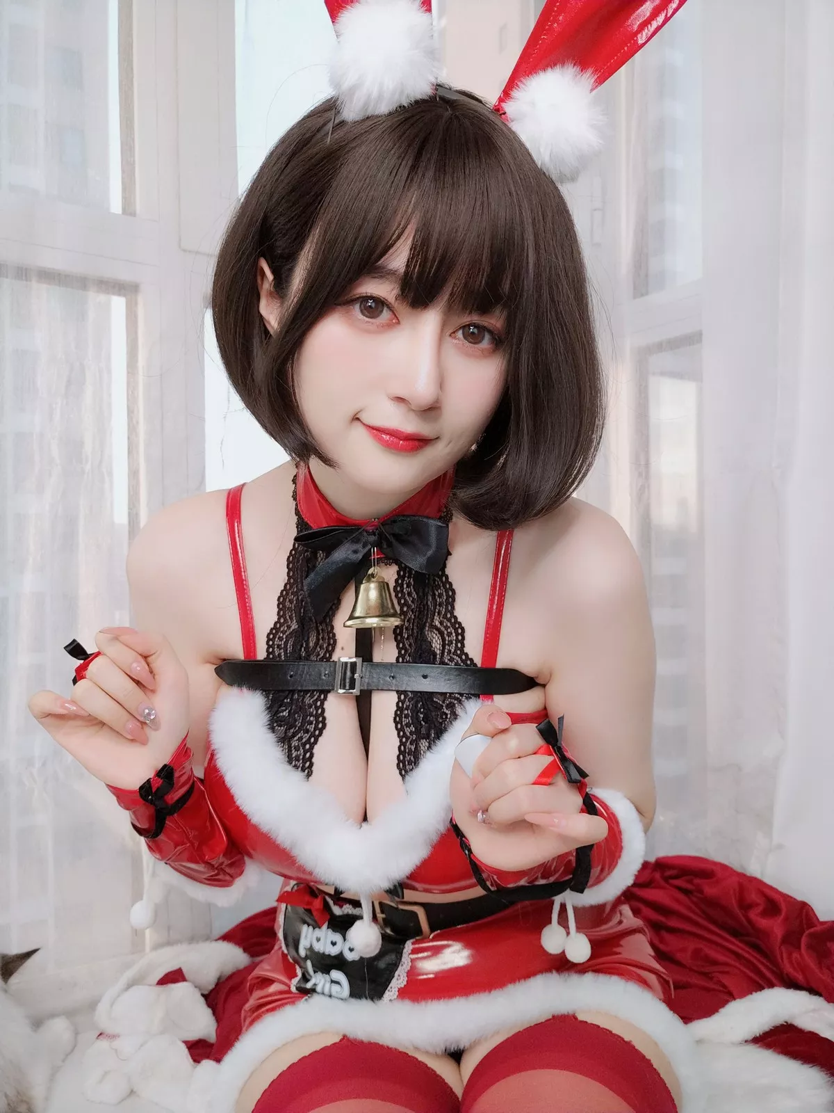 Xgyw.Org_Coser小姐姐白银81圣诞兔女郎主题性感红色服饰配红丝吊袜秀完美身材诱惑写真99P