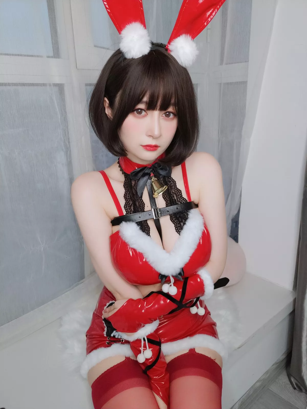 Xgyw.Org_Coser小姐姐白银81圣诞兔女郎主题性感红色服饰配红丝吊袜秀完美身材诱惑写真99P