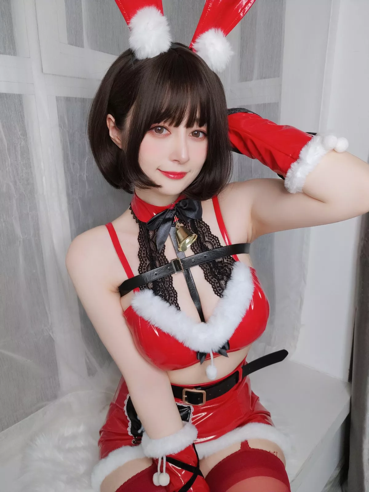 Xgyw.Org_Coser小姐姐白银81圣诞兔女郎主题性感红色服饰配红丝吊袜秀完美身材诱惑写真99P