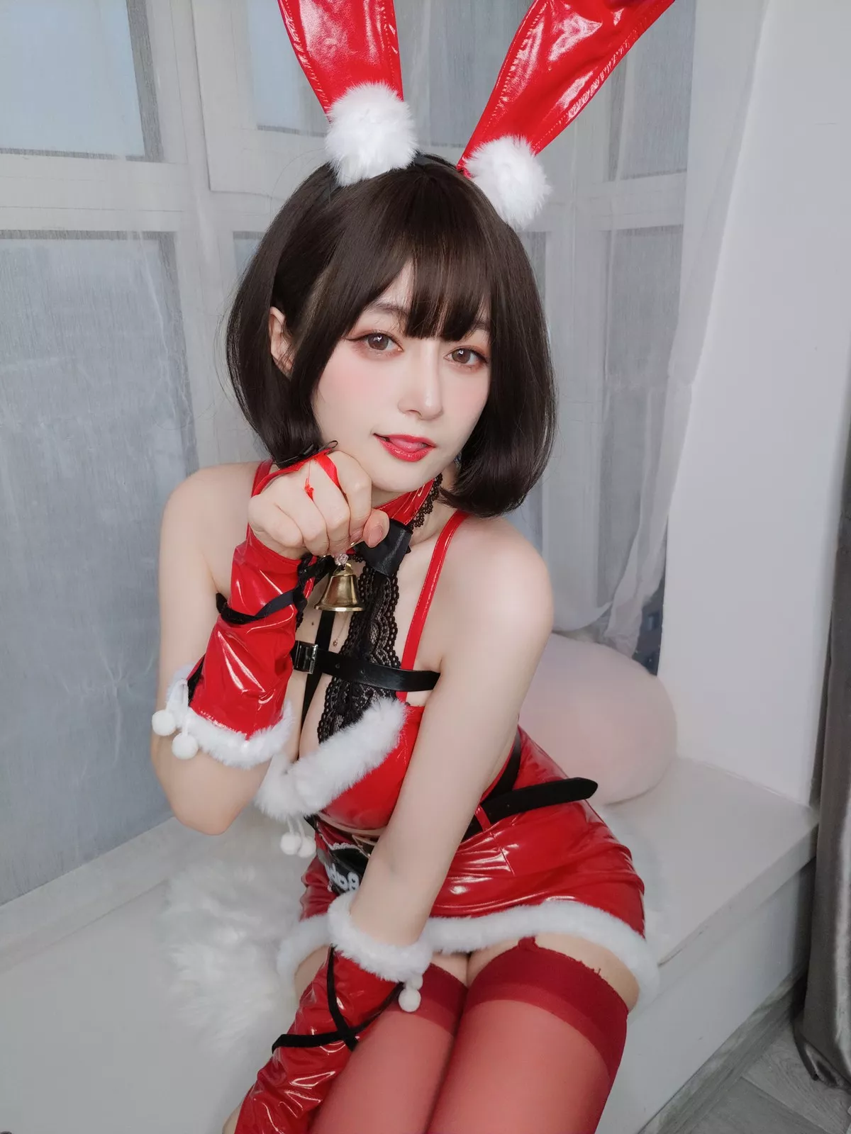 Xgyw.Org_Coser小姐姐白银81圣诞兔女郎主题性感红色服饰配红丝吊袜秀完美身材诱惑写真99P