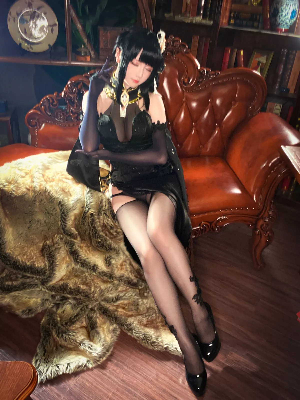 Xgyw.Org_Coser小姐姐星之迟迟奇奢华苑主题性感黑色薄纱礼服配破烂黑丝裤袜诱惑写真85P