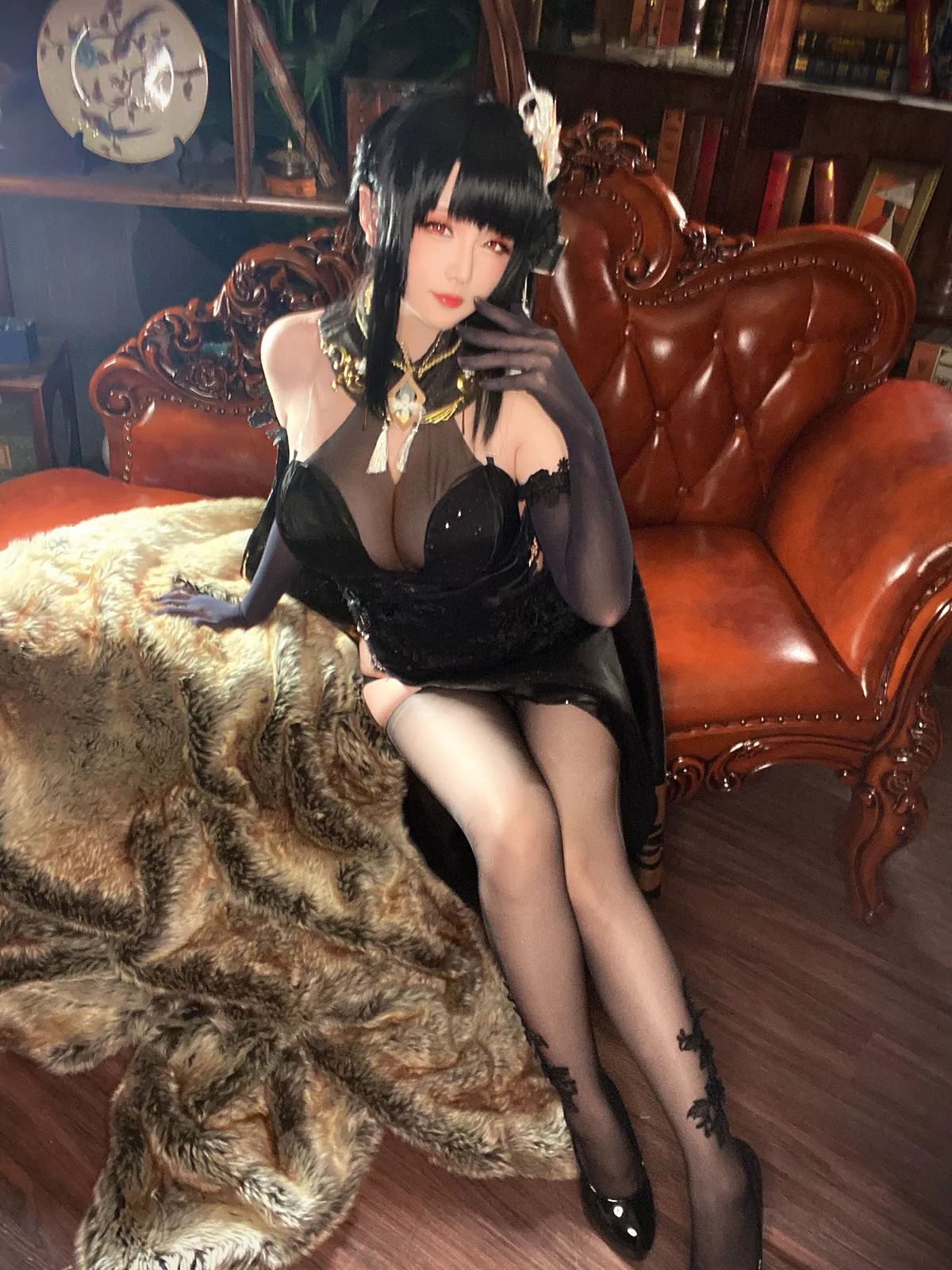 Xgyw.Org_Coser小姐姐星之迟迟奇奢华苑主题性感黑色薄纱礼服配破烂黑丝裤袜诱惑写真85P