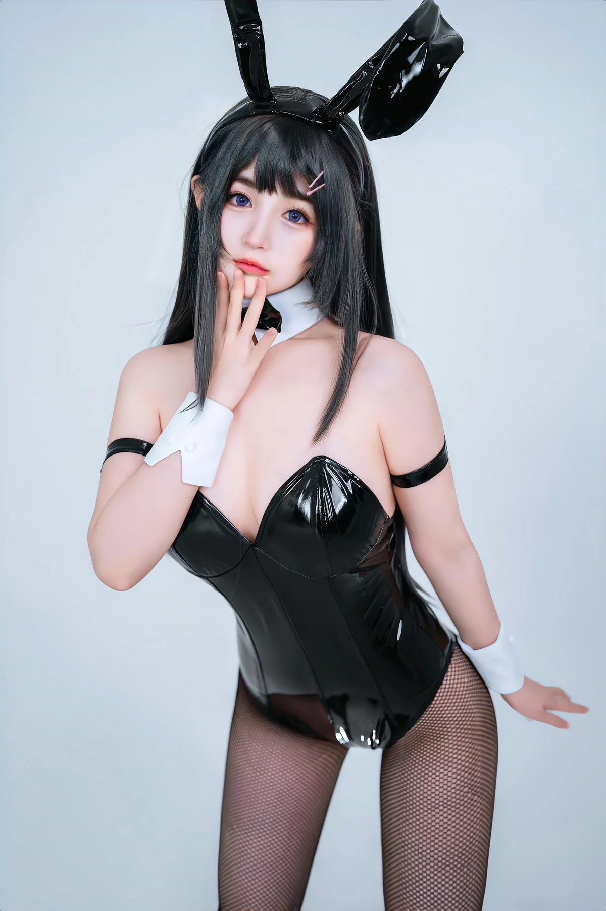 Xgyw.Org_网络美女桜井宁宁麻衣兔女郎主题性感黑色皮质低胸连体衣配黑丝网袜诱惑写真43P