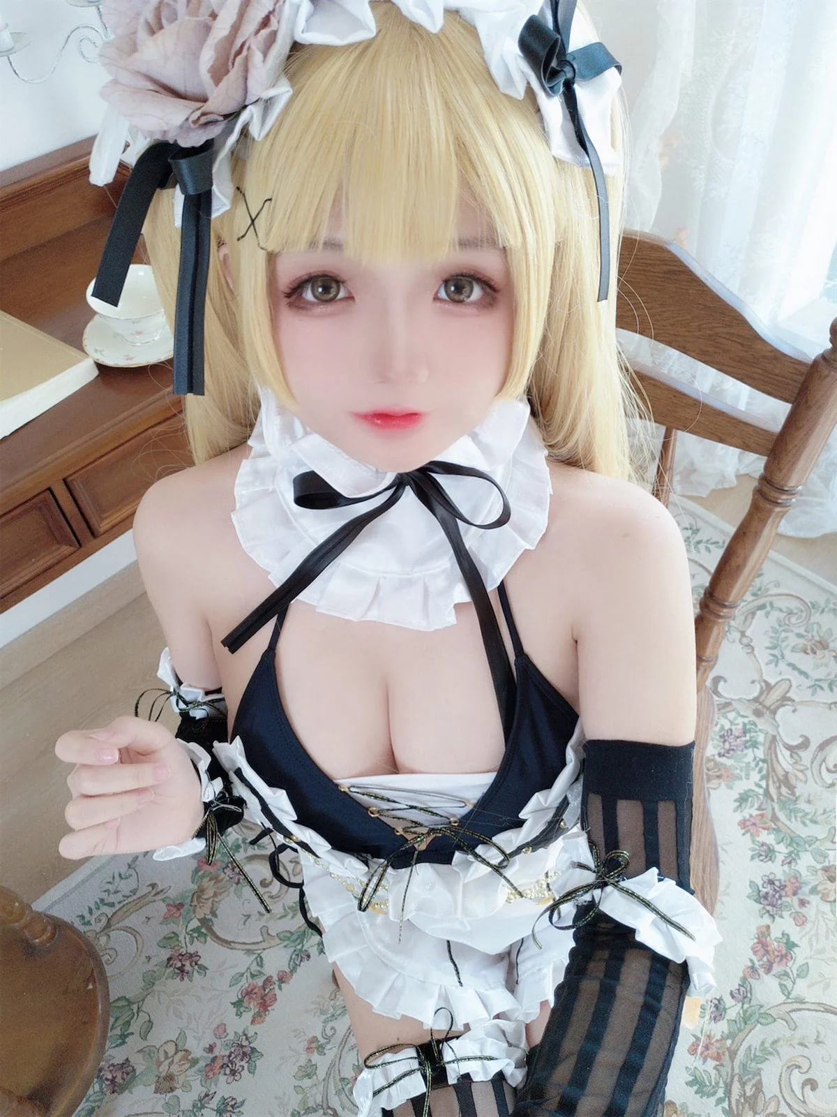 Xgyw.Org_Cosplay美女日奈娇内普提斯主题私房性感黑白女仆装配黑丝袜秀丰满身材诱惑写真75P