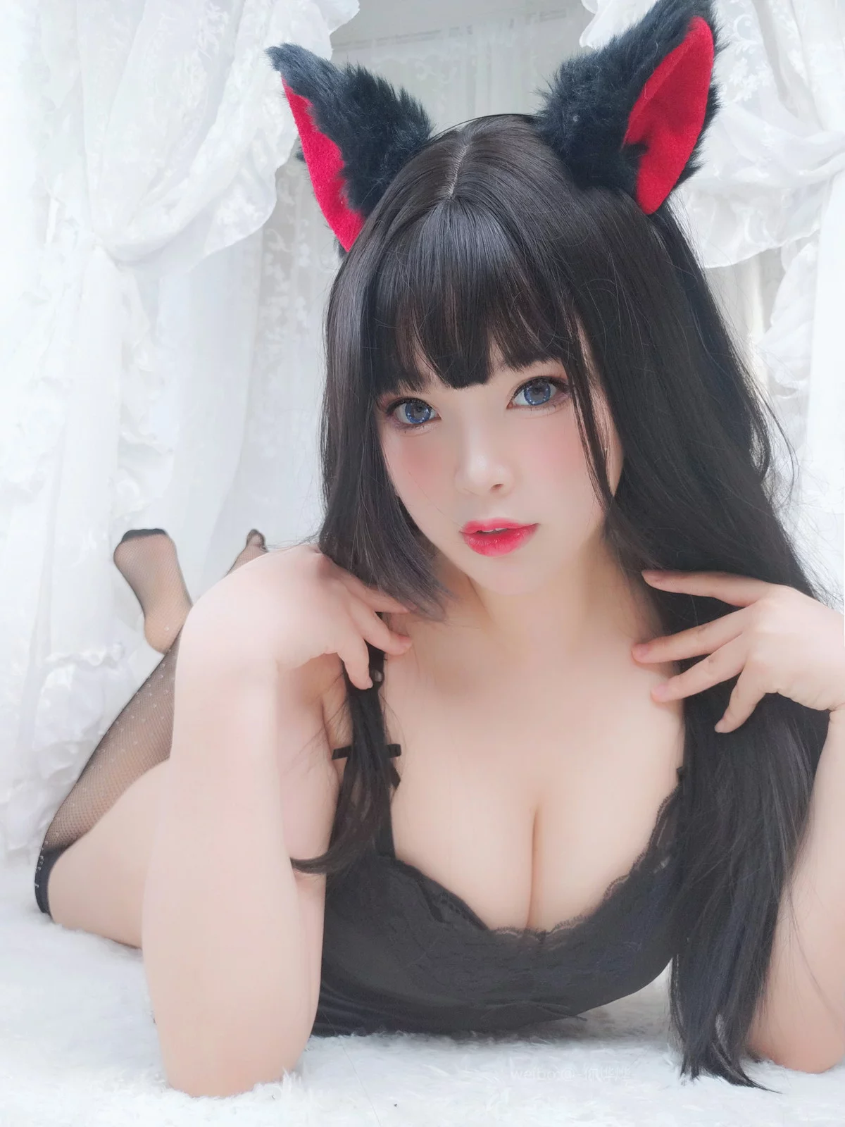 Xgyw.Org_萌系小姐姐白烨黑系猫咪少女主题黑色蕾丝薄纱配黑丝网袜秀惹火身材诱惑写真62P