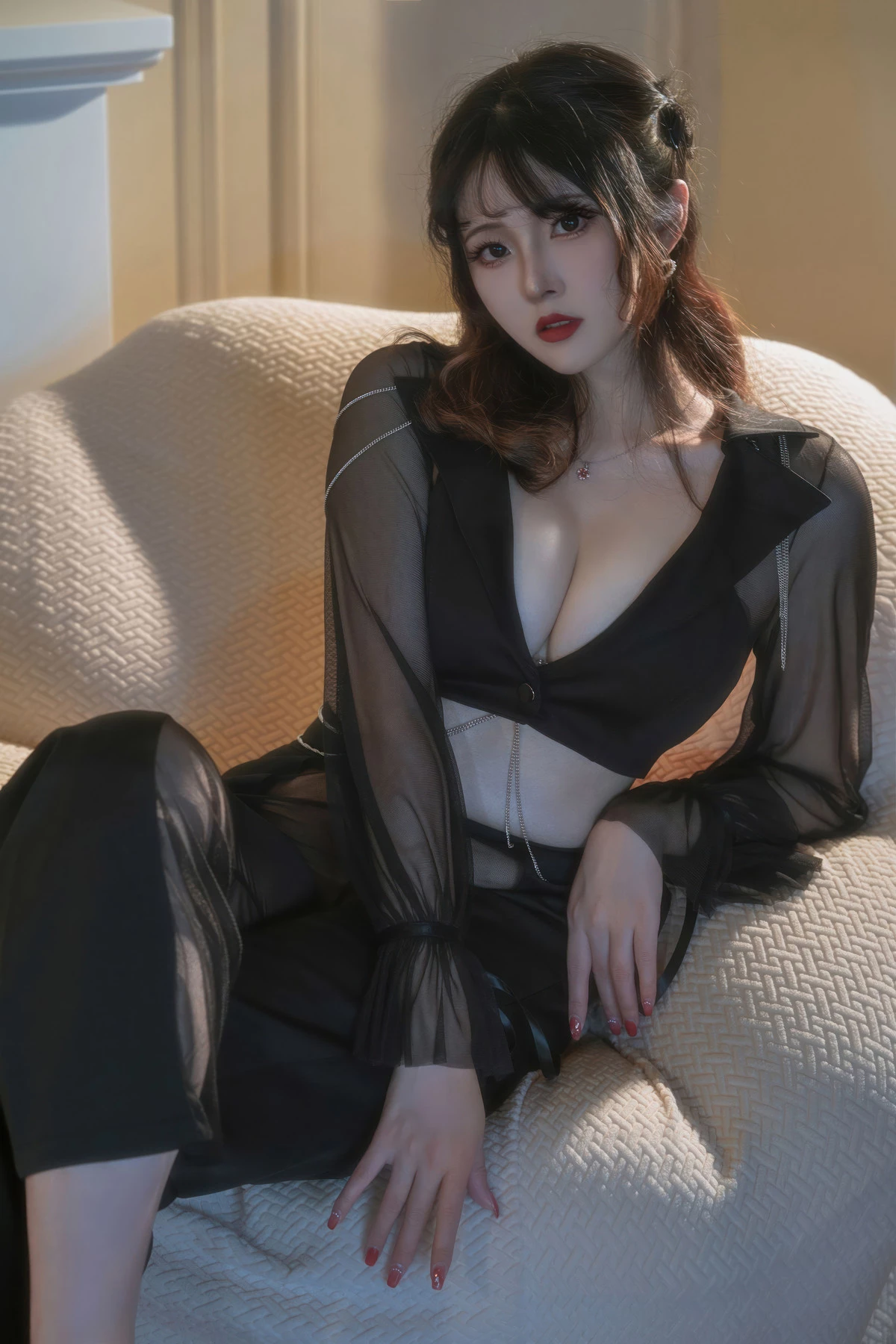 Xgyw.Org_网络美女Natsuko夏夏子朦胧OL主题性感黑色轻透套装露黑色内衣秀完美身材诱惑写真53P