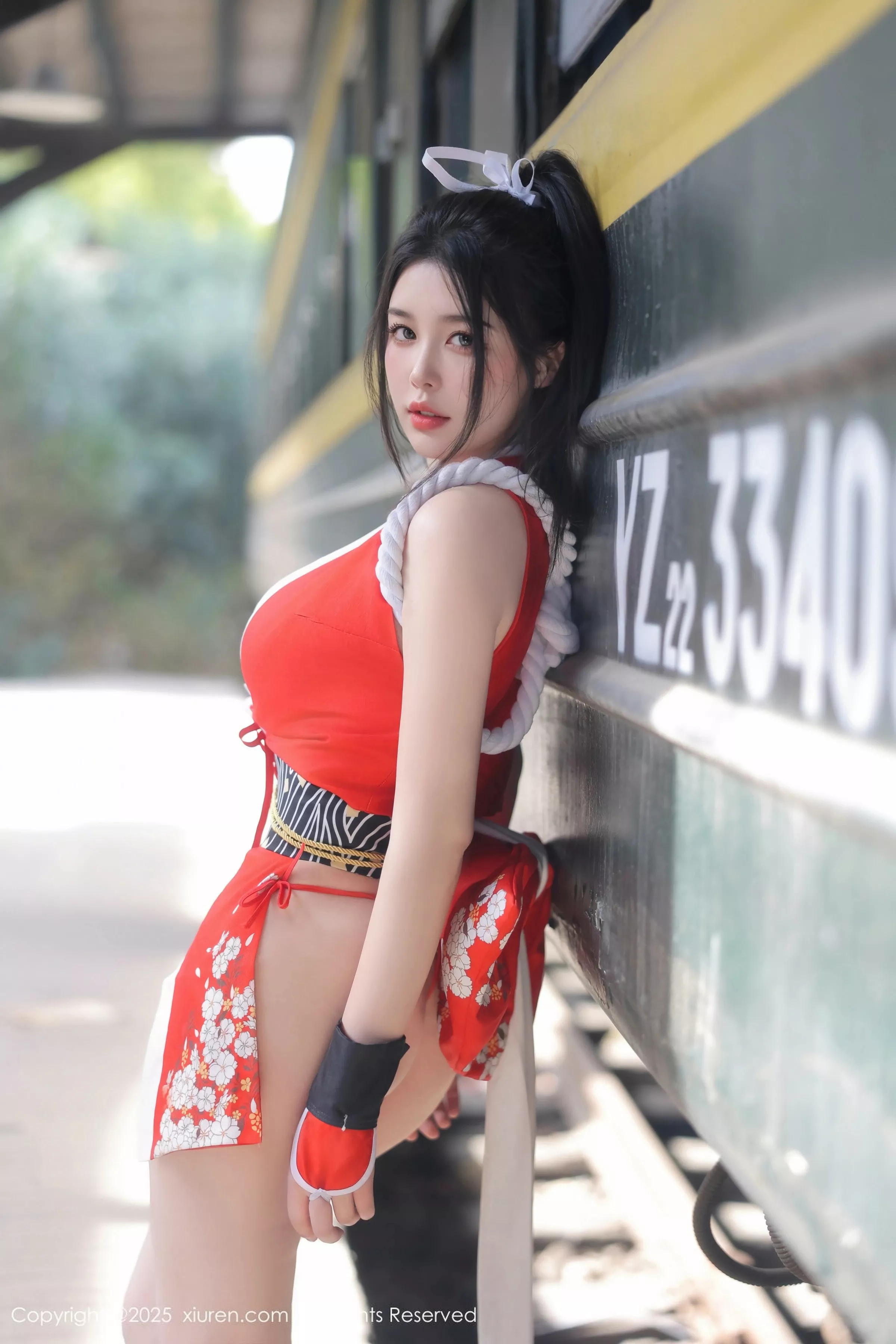 Xgyw.Org_XiuRen第10133期_模特林若凡F性感红色不知火舞服饰配丁字裤秀丰满身材诱惑写真81P