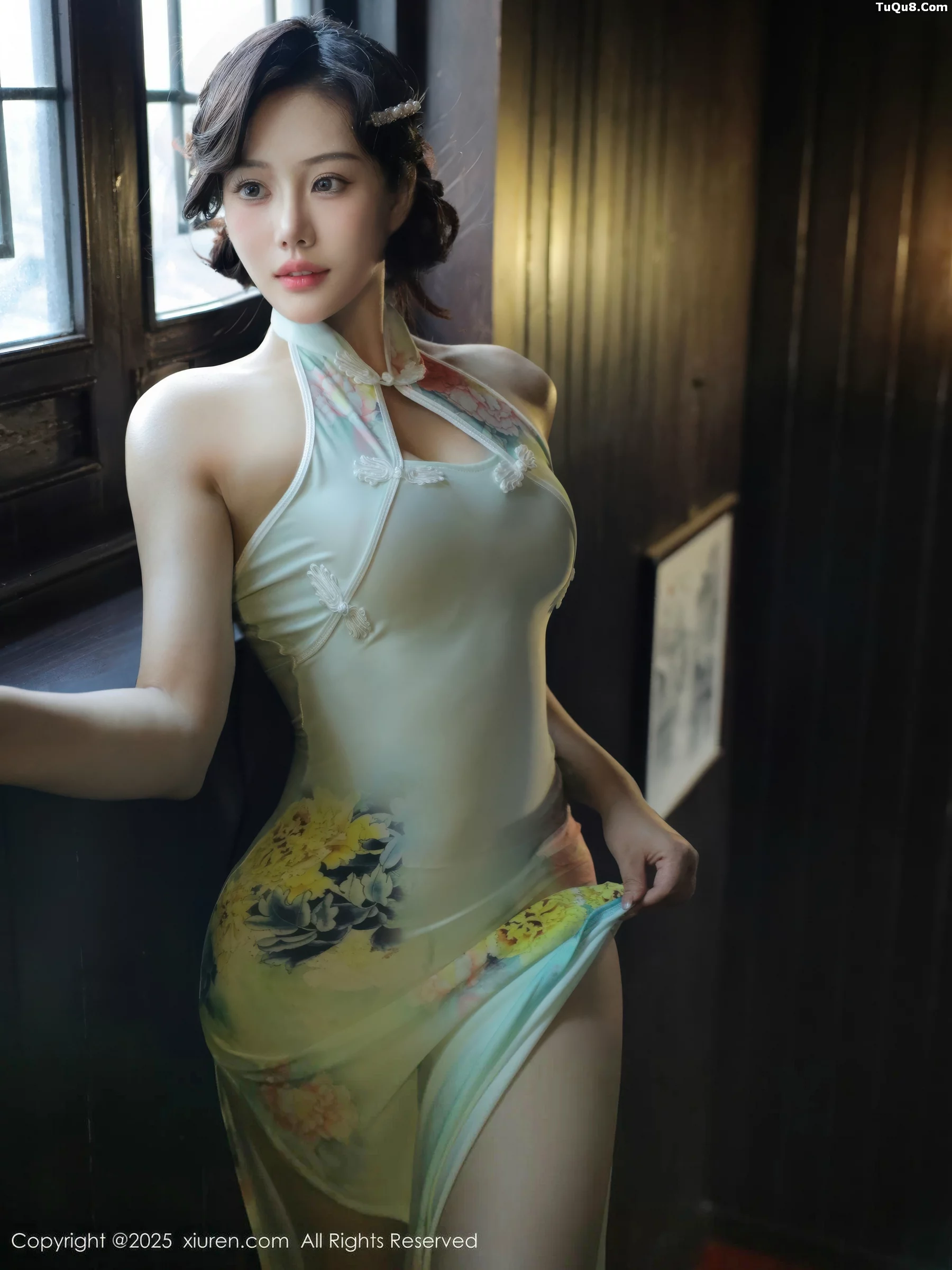 Xgyw.Org_[XiuRen秀人网]No.10749_新人模特莉莉安娜o性感绿色旗袍配超薄肉丝秀丰满身材诱惑写真73P
