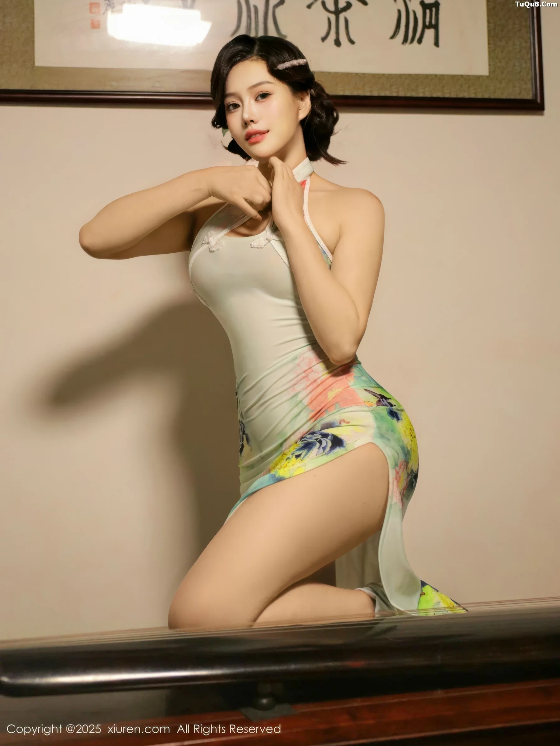 Xgyw.Org_[XiuRen秀人网]No.10749_新人模特莉莉安娜o性感绿色旗袍配超薄肉丝秀丰满身材诱惑写真73P
