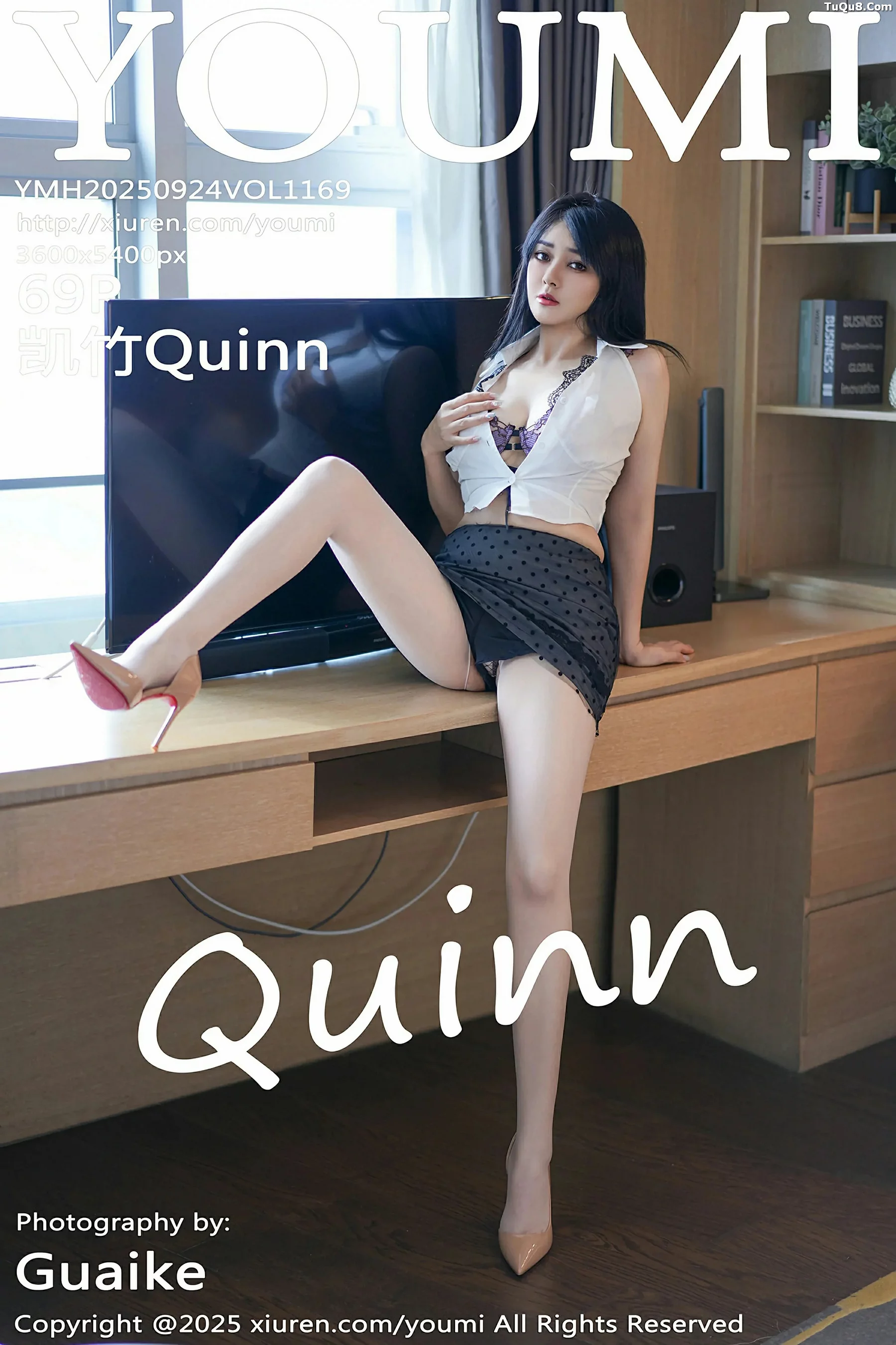 Xgyw.Org_[YouMi尤蜜荟]Vol.1169_模特凯竹Quinn黑色蕾丝波点短裙配白色丝袜秀丰腴身姿诱惑写真69P
