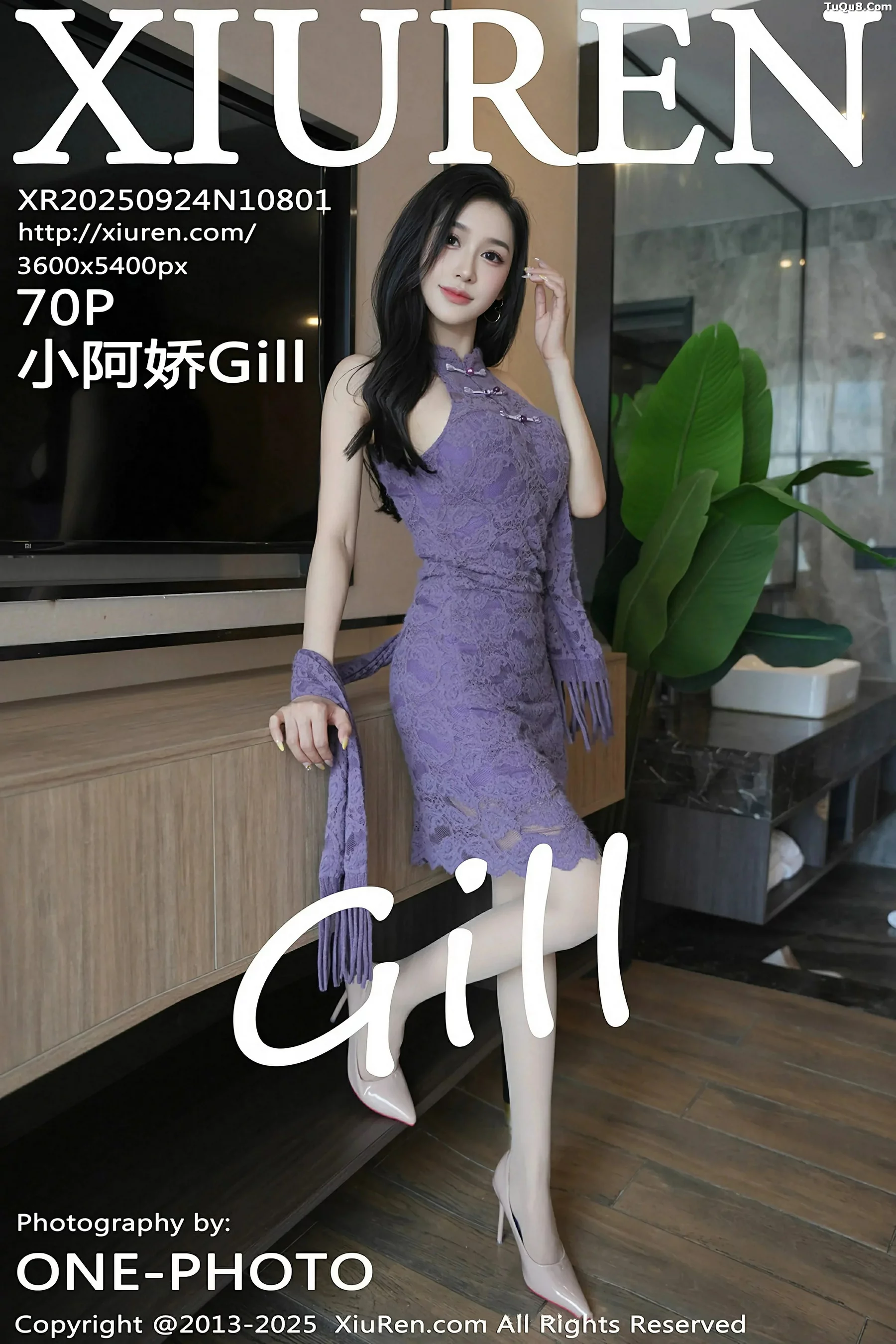Xgyw.Org_[XiuRen秀人网]No.10801_模特小阿娇Gill性感紫色连衣长裙配白色丝袜秀完美身材诱惑写真70P