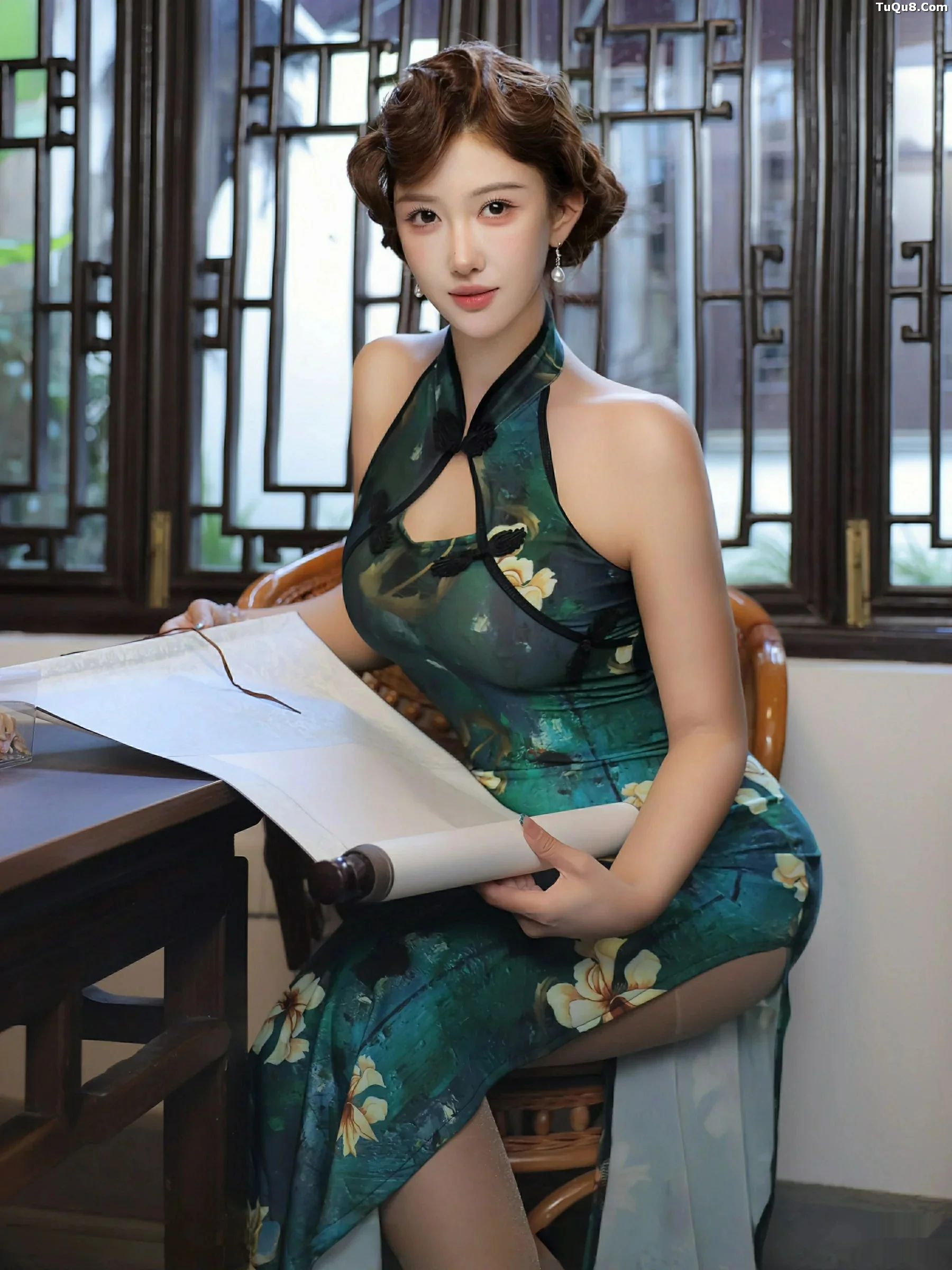 Xgyw.Org_[XiuRen秀人网]No.10815_模特金允希Yuki性感绿色旗袍配超薄肉丝秀丰腴身材迷人诱惑写真78P
