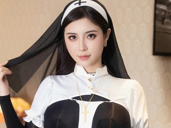 XiuRen第9723期_模特小蛮妖Yummy性感修女装配超薄连体黑丝秀完美身材诱惑写真77P