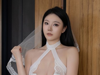XiuRen第10183期_模特安然anran白色婚纱露白色情趣内衣配白丝吊袜秀美腿诱惑写真80P
